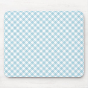 Light Pale Pastel Baby Blue White Diagonal Gingham Mouse Pad