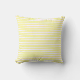 Light pale yellow White Stripes pattern Cushion