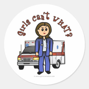 Light Paramedic Girl Classic Round Sticker
