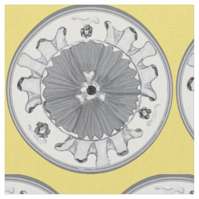 Light Passion Floral Medallion Illuminating & Grey Fabric (Close Up)