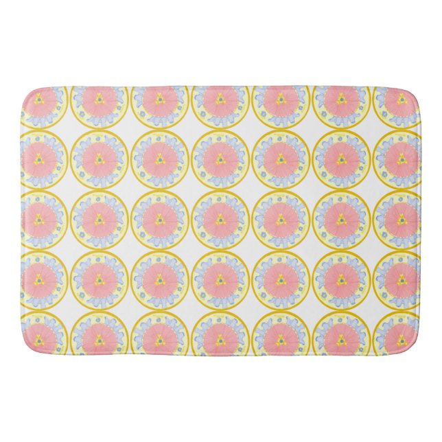 Light Passion Flowers Medallion bath mat (Front)