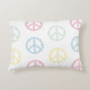 light pastel and white peace sign rectangle pillow