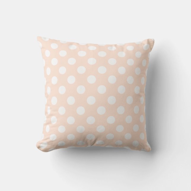 Light Pastel Apricot Color And Big Polka Dots Cushion (Front)