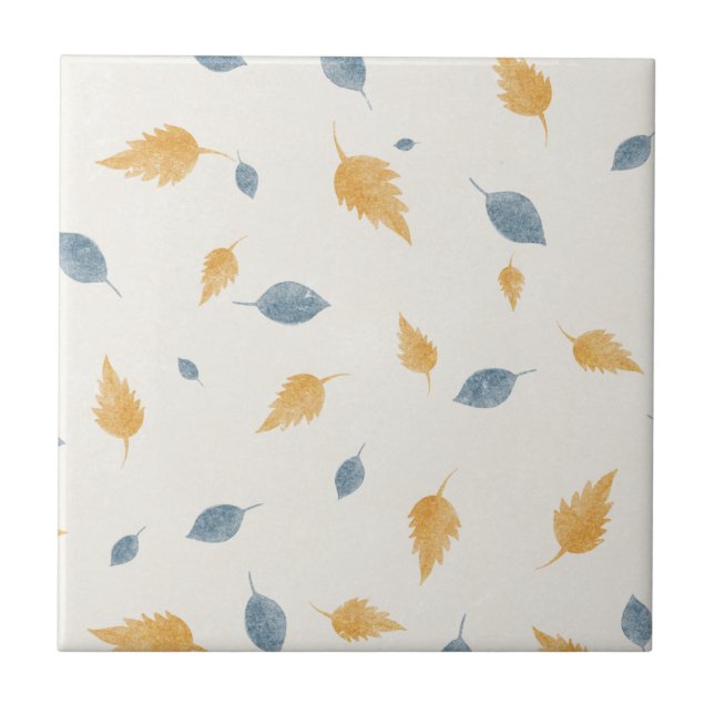 Light Pastel Beige Autumn Leaves Pattern Tile (Front)