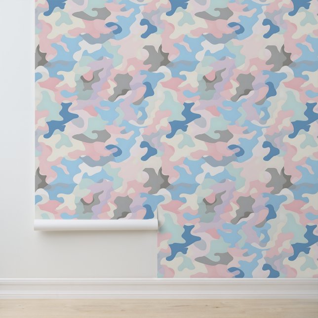 Light Pastel Camouflage Wallpaper (Application)