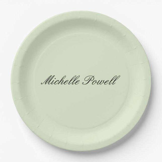 Light Pastel Colour Trendy Script Modern Paper Plate (Front)