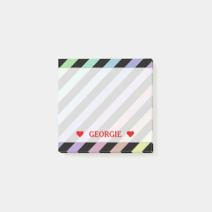 Light Pastel Colours & Black Stripes Pattern & Post-it Notes