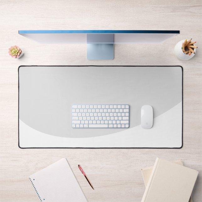 Light Pastel Grey Flowing White Wave Bottom Edge Desk Mat (Office 1)