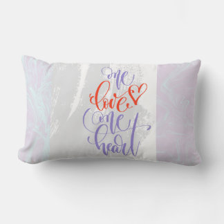 Light Pastel Marble Love One Heart Lumbar Pillow