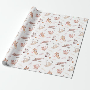 Light Pastel Pink Blush Cat Kitty Gift Wrapping Paper