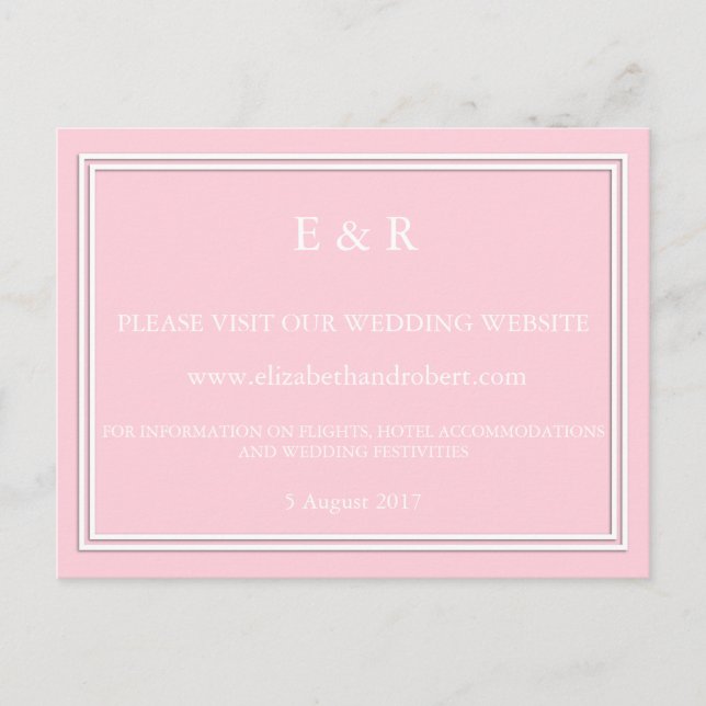 Light Pastel Pink Wedding Invitation Set Postcard (Front)