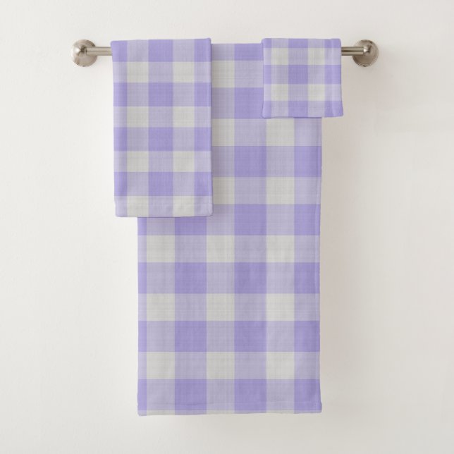 Light Pastel Purple checkered pattern Bath Towel Set (Insitu)