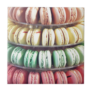 Light Pastel Rainbow French Macaron Cookie Bakery Tile