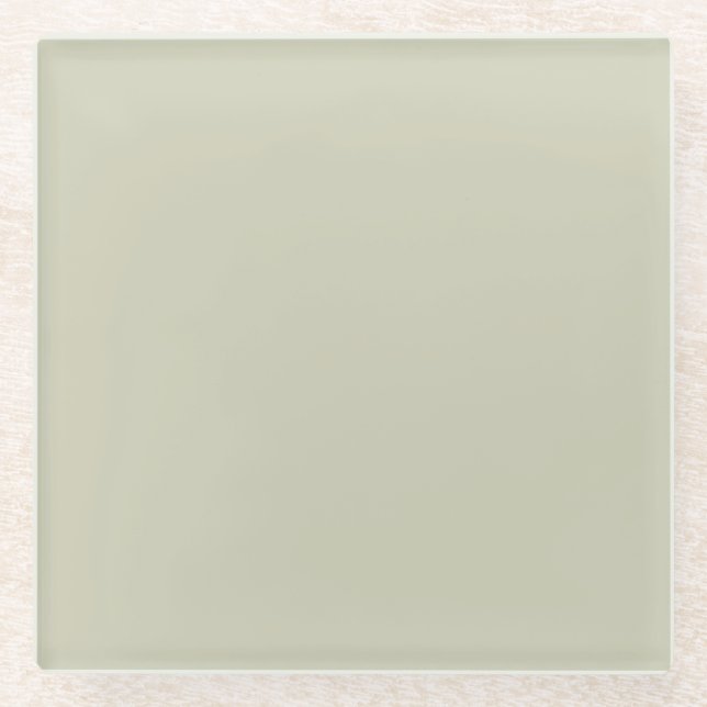 Light Pastel Sage Green Solid Colour Background Glass Coaster (Front)
