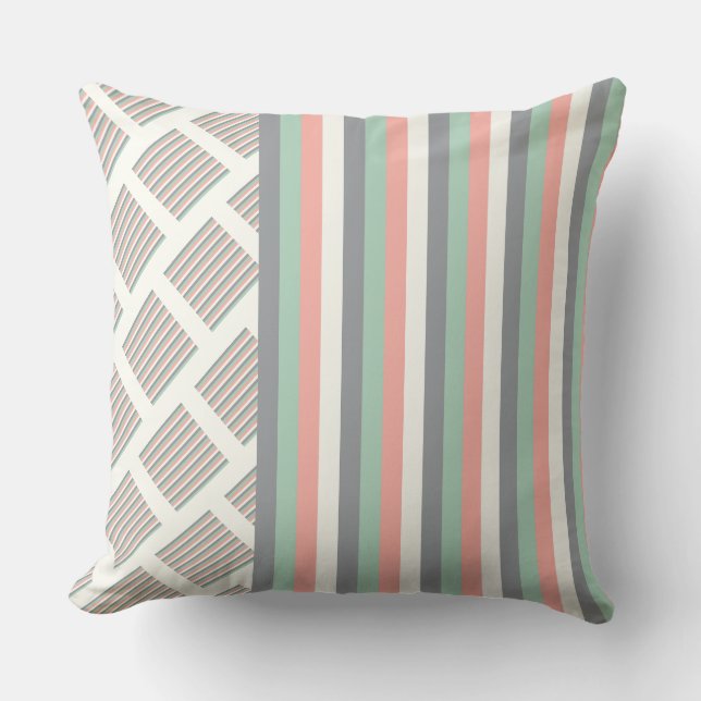 Light Pastels Collage of Chic Stripes & Squares  Cushion (Front)