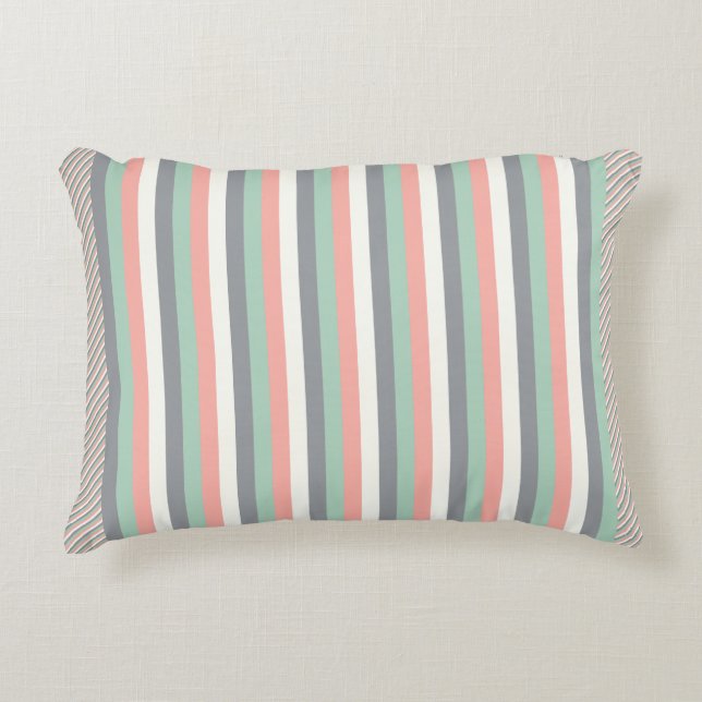 Light Pastels in Double Stripes Decorative Cushion (Front)