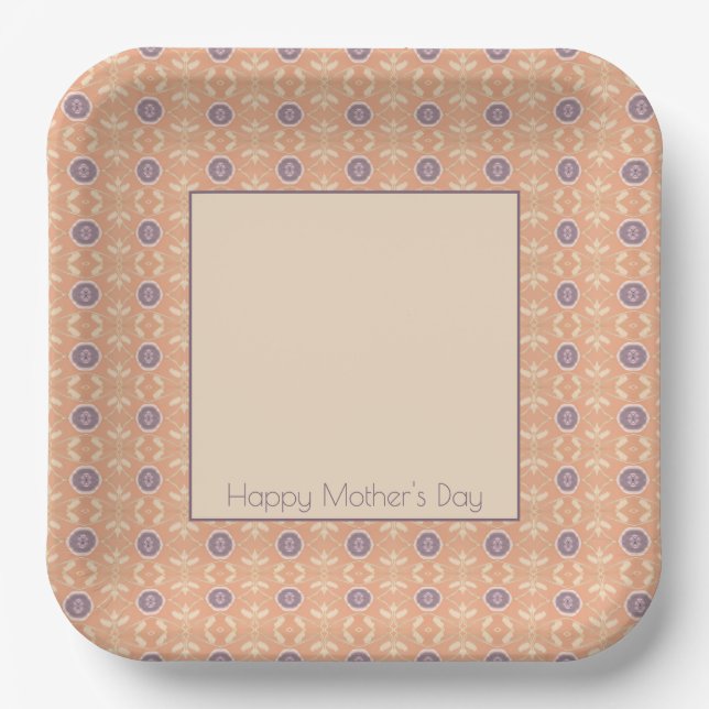 Light Peach And Purple Paper Plate (Front)