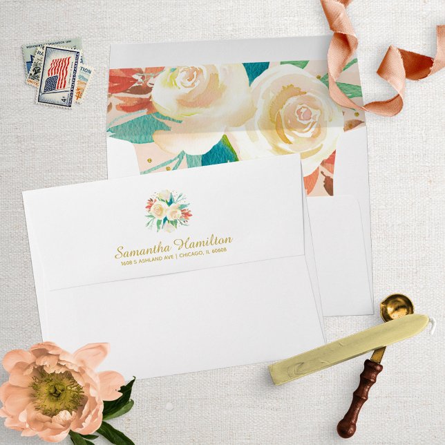 Light Peach Botanical Floral Watercolor Envelope (Creator Uploaded)