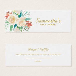 Light Peach Floral Baby Shower Diaper Raffle