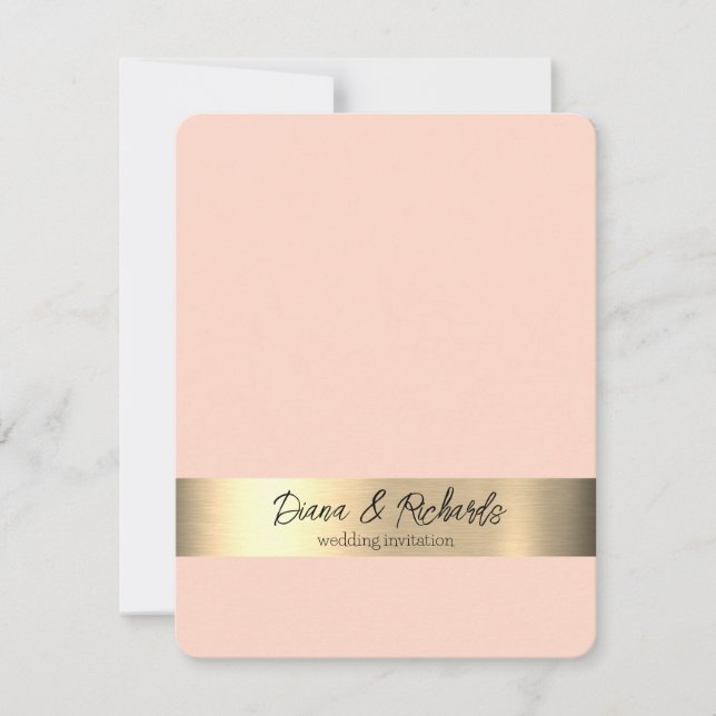 Light Peach Gold Foil Rustic Wedding Invitation (Front)