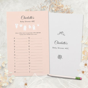 Light Peach Minimalist Baby Girl Shower ABC Game