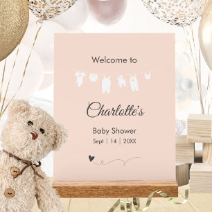 Light Peach Minimalist Baby Girl Shower Acrylic Sign