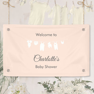 Light Peach Minimalist Baby Girl Shower Banner
