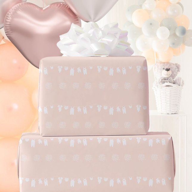 Light Peach Minimalist Baby Girl Shower Wrapping Paper (Light Peach Minimalist Baby Girl Shower Wrapping Paper ©Susanne Sachers - Sunny Mind 🌞)