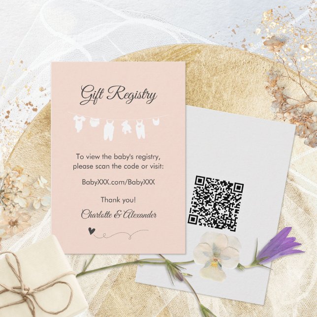 Light Peach Minimalist Baby Shower Gift Registry Enclosure Card (Light Peach Minimalist Baby Girl Shower Gift Registry Enclosure Card ©Susanne Sachers - Sunny Mind)