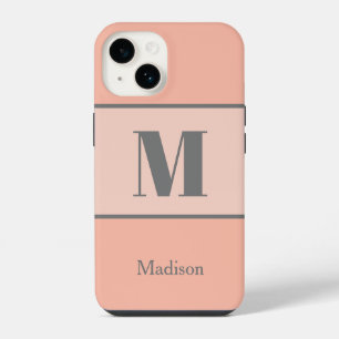 Light Peach Monogram Name iPhone 14 Case