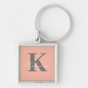 Light Peach Monogram Name Key Ring