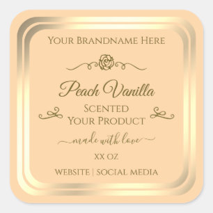 Light Peach Product Label Gold Frame Vintage Rose
