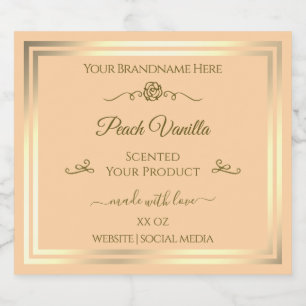 Light Peach Product Label Gold Frame Vintage Rose