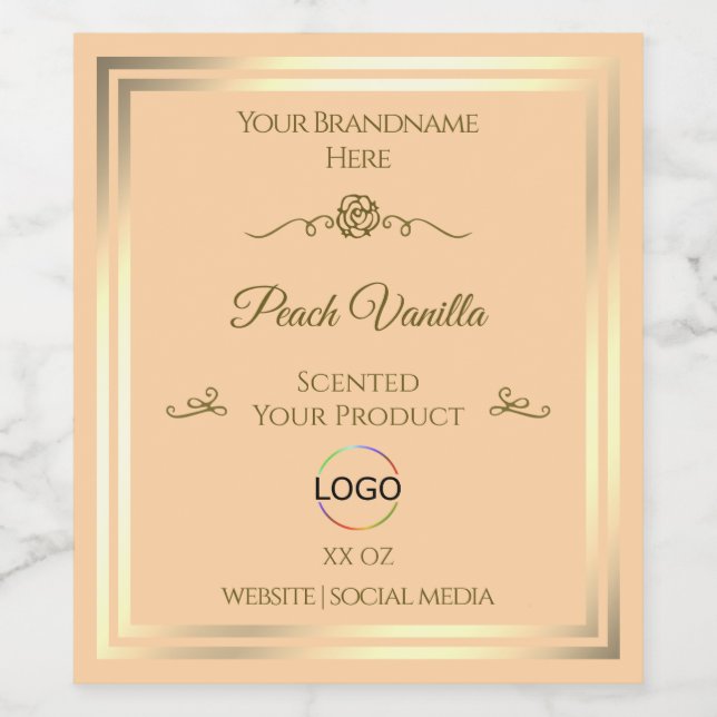 Light Peach Product Label with Gold Frame and Logo (Single Label)