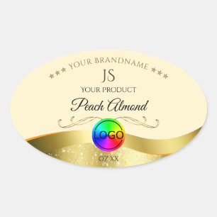 Light Peach Wavy Gold Logo Monogram Product Label