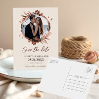 light peach Wreath Photo Save The Date