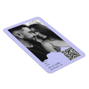 Light Periwinkle Couple Photo QR Code Wedding  Magnet