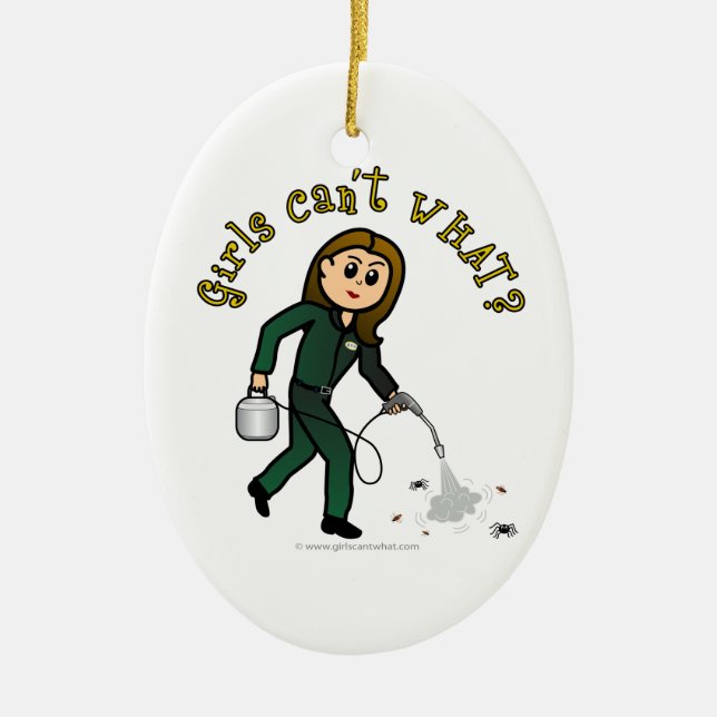 Light Pest Control Girl Ceramic Tree Decoration (Front)