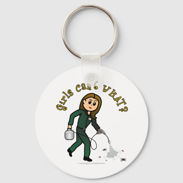 Light Pest Control Girl Key Ring (Front)