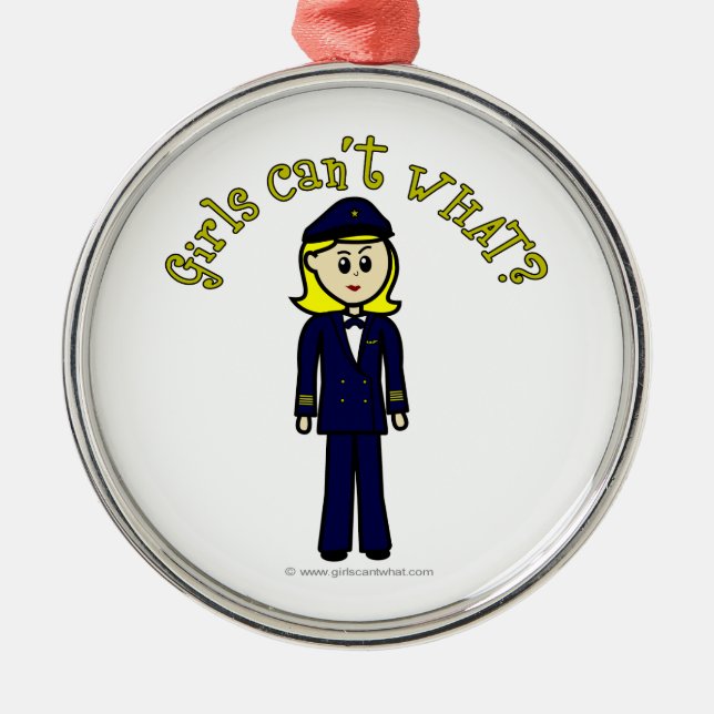 Light Pilot Girl Metal Tree Decoration (Front)