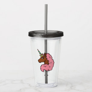 Light Pink Afro Unicorn Acrylic Tumbler