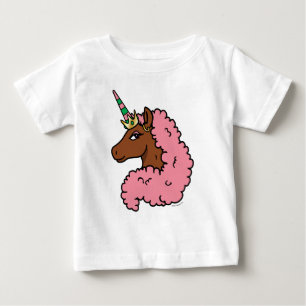 Light Pink Afro Unicorn Baby T-Shirt