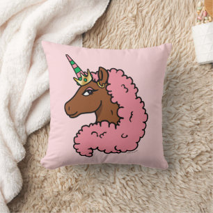 Light Pink Afro Unicorn Cushion
