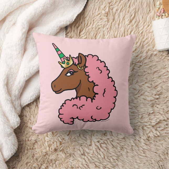 Light Pink Afro Unicorn Cushion (Blanket)