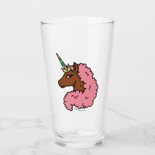 Light Pink Afro Unicorn Glass