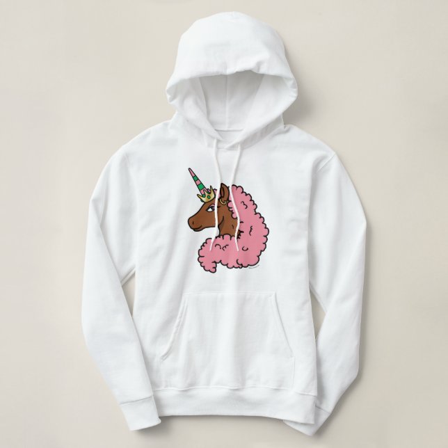 Light Pink Afro Unicorn Hoodie (Design Front)