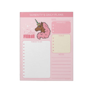 Light Pink Afro Unicorn Notepad