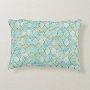 Light pink and Aqua Maroccan pattern Decorative Cushion