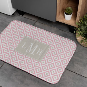Light Pink and Beige Modern Monogram Bath Mat