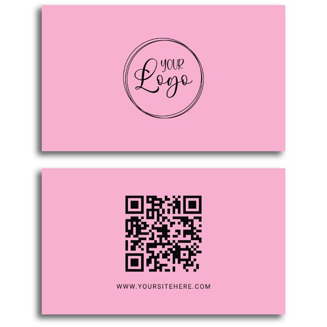 Light Pink and Black Logo Minimalist QR Code Business Card (Light Pink and Black Logo Minimalist QR Code Business Card)